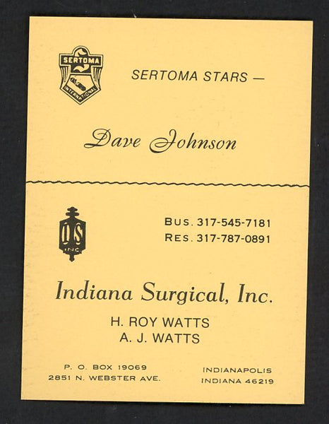 1977 Sertoma Stars Dave Johnson Orioles NR-MT 536674