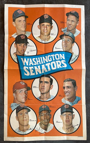 1969 Topps Baseball Team Posters #023 Washington Senators VG-EX pin hole 536696
