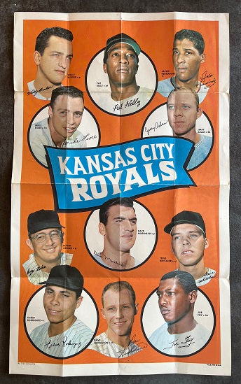 1969 Topps Baseball Team Posters #007 Kansas City Royals VG-EX pin holes 536697