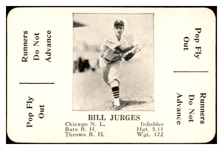 1936 S&S Game Billy Jurges Cubs NR-MT 536744