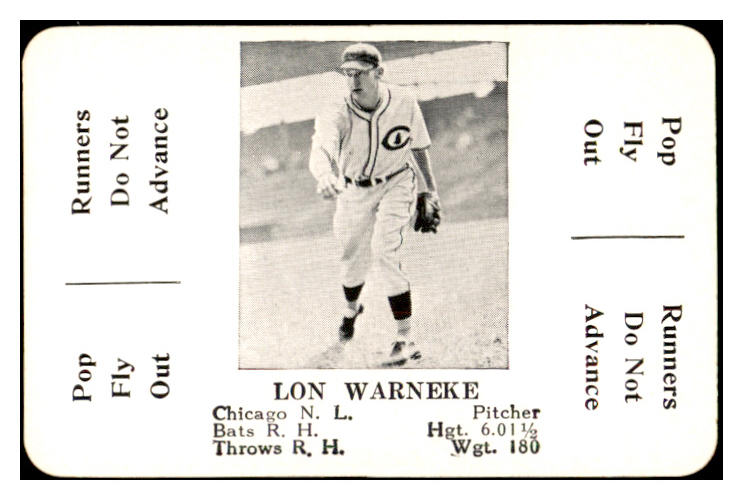 1936 S&S Game Lon Warneke Cubs NR-MT 536759