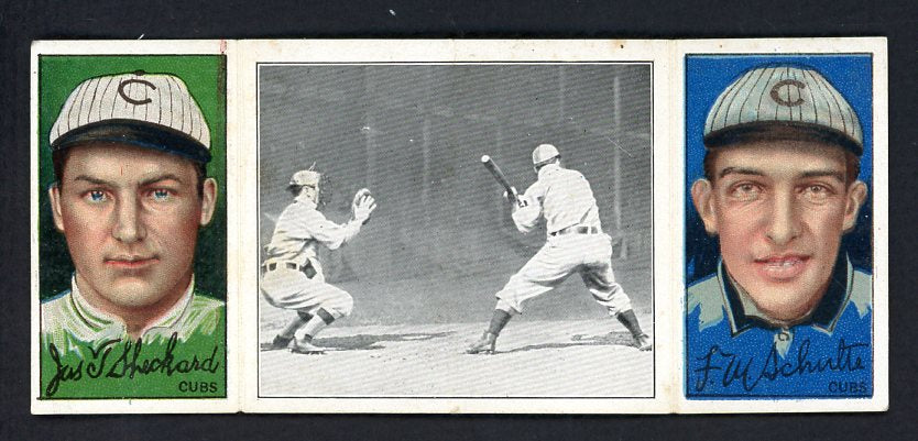 1912 T202 Hassan Triple Folder Jimmy Sheckard Frank Schulte 536920