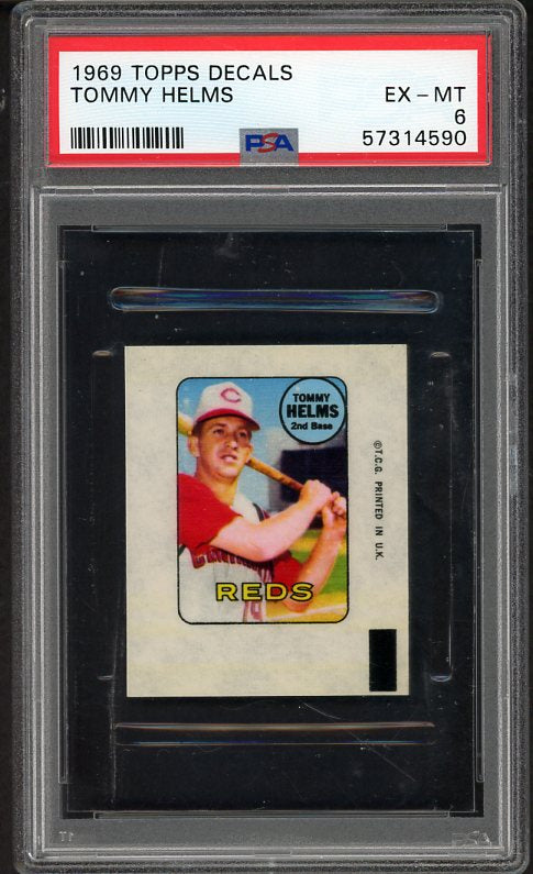 1969 Topps Baseball Decals Tommy Helms Reds PSA 6 EX-MT 536974