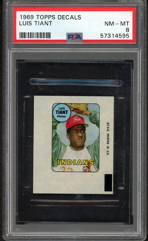 1969 Topps Baseball Decals Luis Tiant Indians PSA 8 NM/MT 536984