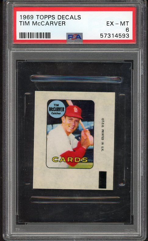 1969 Topps Baseball Decals Tim McCarver Cardinals PSA 6 EX-MT 536988