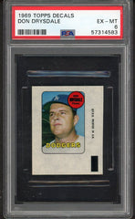 1969 Topps Baseball Decals Don Drysdale Dodgers PSA 6 EX-MT 536989