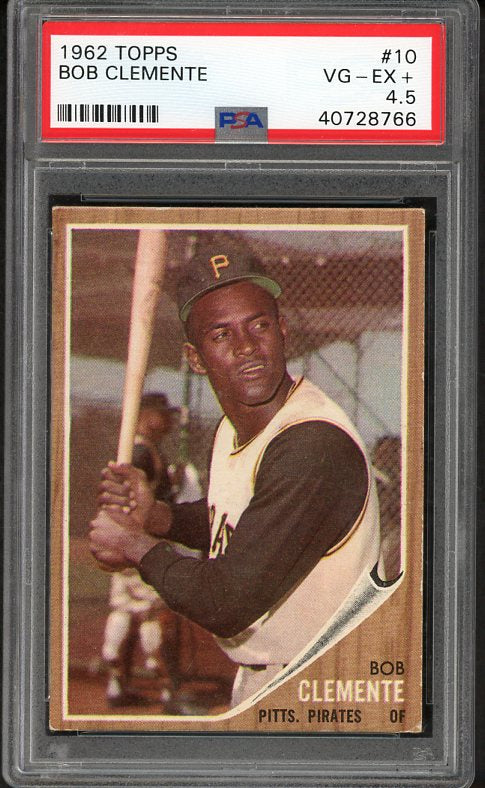 1962 Topps Baseball #010 Roberto Clemente Pirates PSA 4.5 VG-EX+ 537001