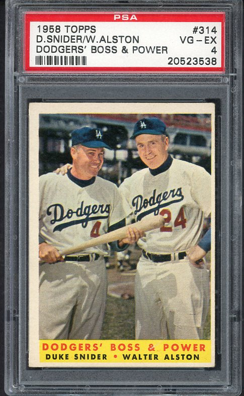 1958 Topps Baseball #314 Duke Snider Walter Alston PSA 4 VG-EX 537005