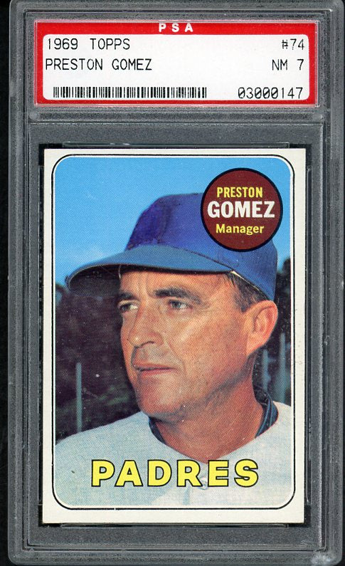 1969 Topps Baseball #074 Preston Gomez Padres PSA 7 NM 537020