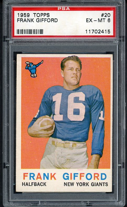1959 Topps Football #020 Frank Gifford Giants PSA 6 EX-MT 537026