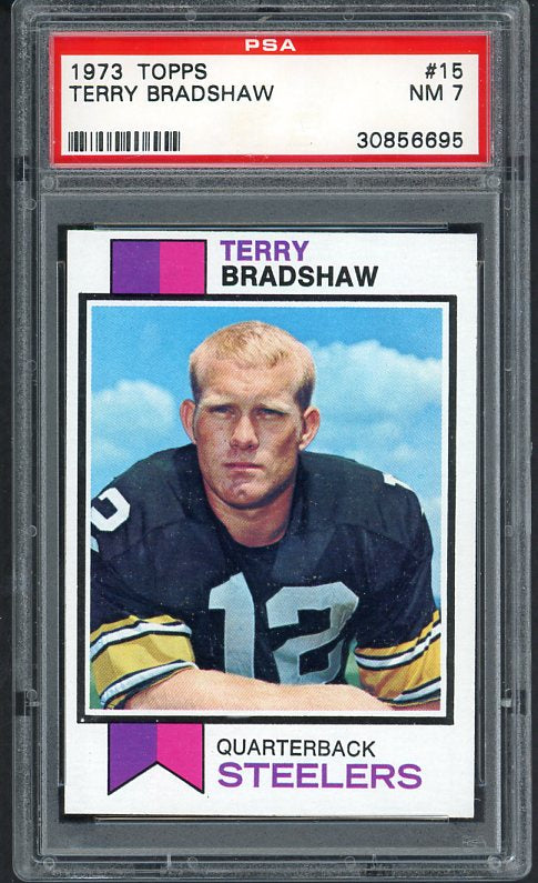 1973 Topps Football #015 Terry Bradshaw Steelers PSA 7 NM 537028