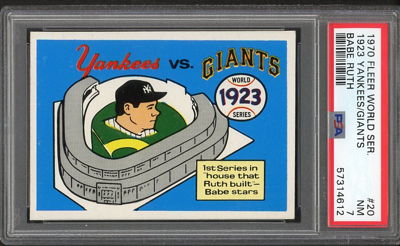 1970 Fleer World Series #020 Babe Ruth Yankees PSA 7 NM 537037