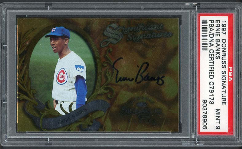1997 Donruss Signature Ernie Banks Cubs PSA 9 MINT Signed 537038