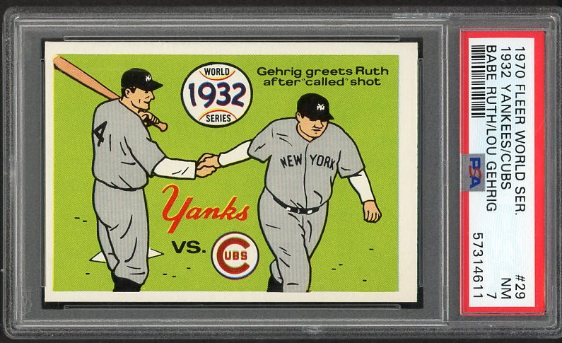 1970 Fleer World Series #029 Babe Ruth Lou Gehrig PSA 7 NM 537039
