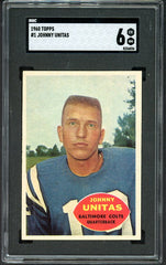 1960 Topps Football #001 John Unitas Colts SGC 6 EX-MT 537051