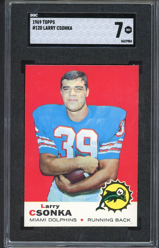 1969 Topps Football #120 Larry Csonka Dolphins SGC 7 NM 537057