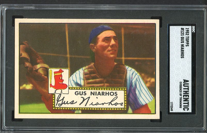 1952 Topps Baseball #121 Gus Niarhos Red Sox SGC Auth 537073