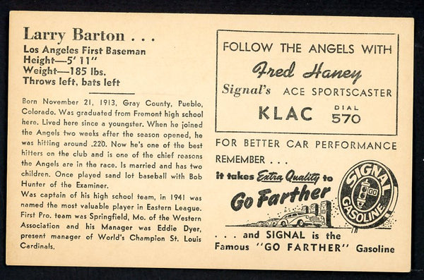 1947 Signal Oil Larry Barton Los Angeles VG-EX 537084