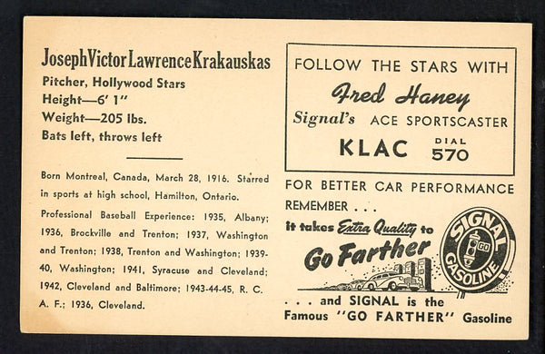 1947 Signal Oil Joe Krakauskas Hollywood EX 537107