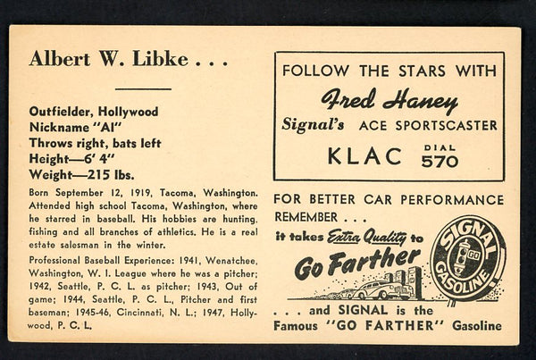 1947 Signal Oil Al Libke Hollywood VG-EX 537109