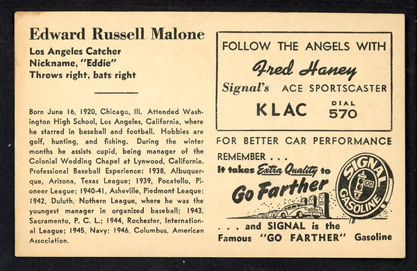 1947 Signal Oil Eddie Malone Los Angeles VG-EX 537114