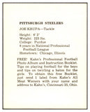 1961 Kahns Football Joe Krupa Steelers NR-MT 537183