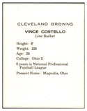 1962 Kahns Football Vince Costello Browns NR-MT 537196