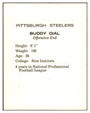 1962 Kahns Football Buddy Dial Steelers NR-MT 537197