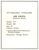 1962 Kahns Football Joe Krupa Steelers NR-MT 537201