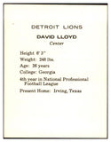 1962 Kahns Football Dave Lloyd Lions NR-MT 537205