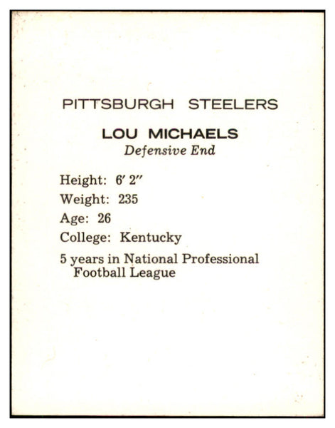 1962 Kahns Football Lou Michaels Steelers NR-MT 537206
