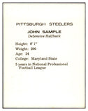 1962 Kahns Football Johnny Sample Steelers NR-MT 537215