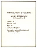 1962 Kahns Football Mike Sandusky Steelers NR-MT 537216