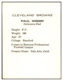 1962 Kahns Football Paul Wiggin Browns NR-MT 537218