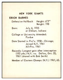 1963 Kahns Football Erich Barnes Giants NR-MT 537220
