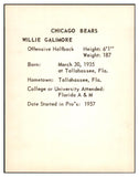 1963 Kahns Football Willie Galimore Bears NR-MT 537231