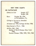 1963 Kahns Football Jim Katcavage Giants NR-MT 537238