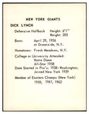 1963 Kahns Football Dick Lynch Giants NR-MT 537243