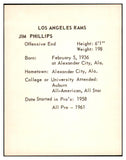 1963 Kahns Football Jim Phillips Rams NR-MT 537254