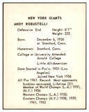1963 Kahns Football Andy Robustelli Giants NR-MT 537258