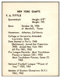 1963 Kahns Football Y.A. Tittle Giants NR-MT 537268
