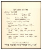 1964 Kahns Football Jim Katcavage Giants NR-MT 537279