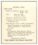 1964 Kahns Football Dick Lane Lions NR-MT 537281