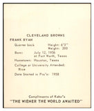 1964 Kahns Football Frank Ryan Browns NR-MT 537286