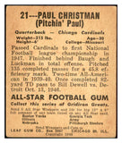 1948 Leaf Football #021 Paul Christman Cardinals VG-EX 537306