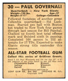1948 Leaf Football #030 Paul Governali Giants EX 537317