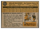 1960 Topps Baseball #316 Willie McCovey Giants VG-EX 537385