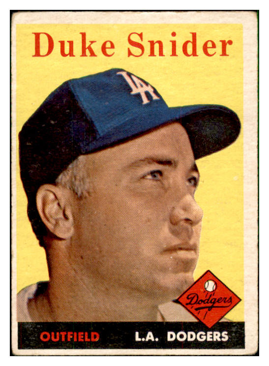1958 Topps Baseball #088 Duke Snider Dodgers VG 537388