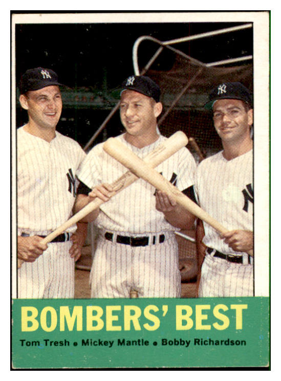 1963 Topps Baseball #173 Mickey Mantle Bobby Richardson EX-MT 537391