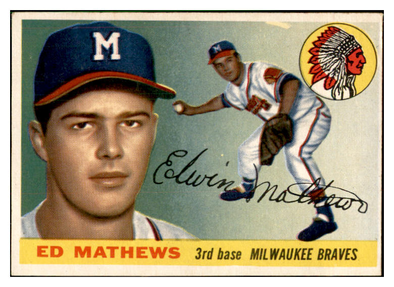 1955 Topps Baseball #155 Eddie Mathews Braves EX+/EX-MT 537492